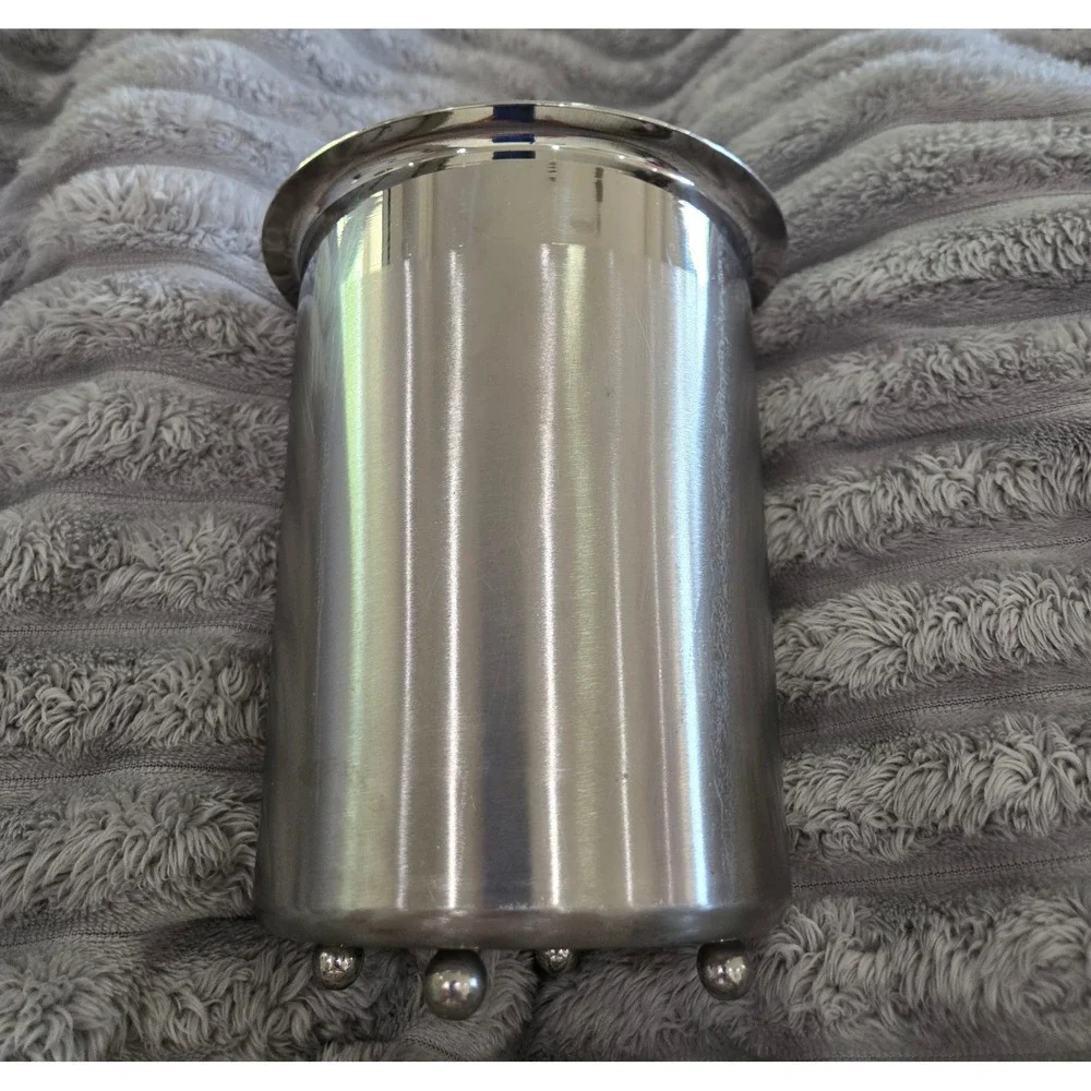 Stainless Steel Utensil Holder Caddy with Ball Feet and Drainage Holes Silver